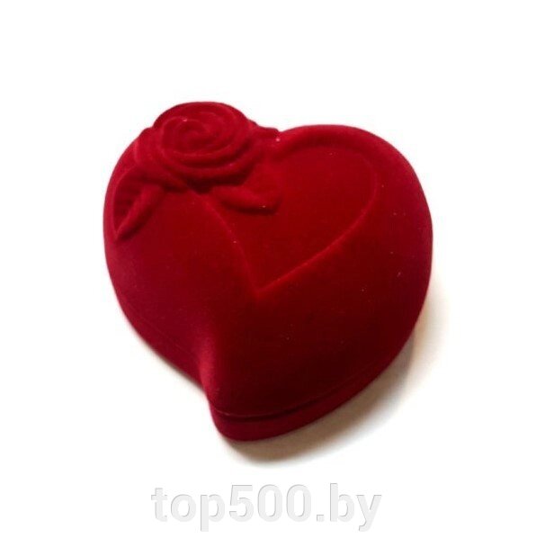 Сердце-роза (6см на 6 см бархатная коробочка) - опт