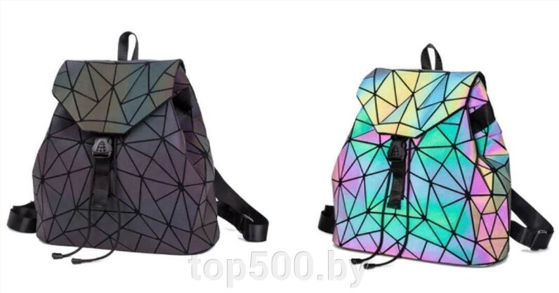 Светящийся неоновый рюкзак-сумка  Хамелеон. Светоотражающий рюкзак (р. L) Абстракция - обзор