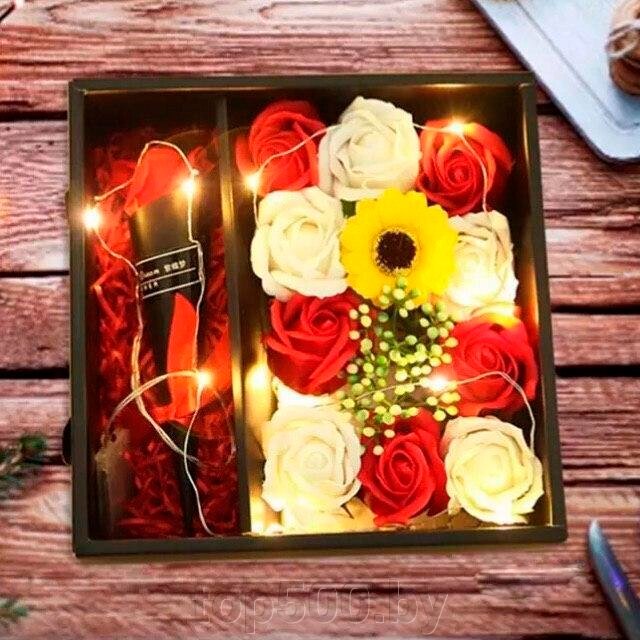 Розы из мыла в подарочной коробке с подсветкой - Беларусь