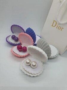 Серьги-пусеты Диор шарики. Mise en Dior (разные цвета)