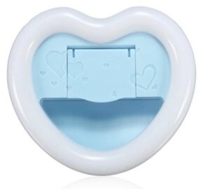 Подставка для телефона + подсветка для селфи + зеркало «Сердце» 3 в 1 голубой