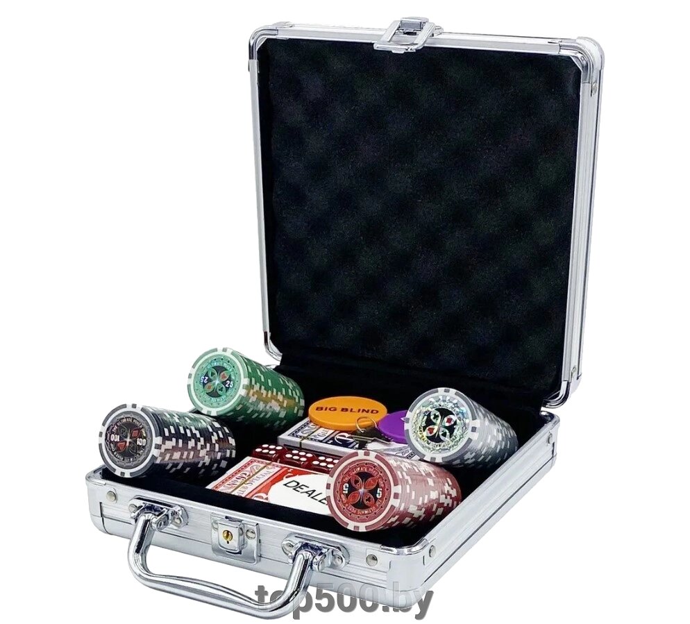 Покерный набор Premium Poker Ultimate, 100 фишек 11.5 г с номиналом в чемодане от компании TOP500 - фото 1