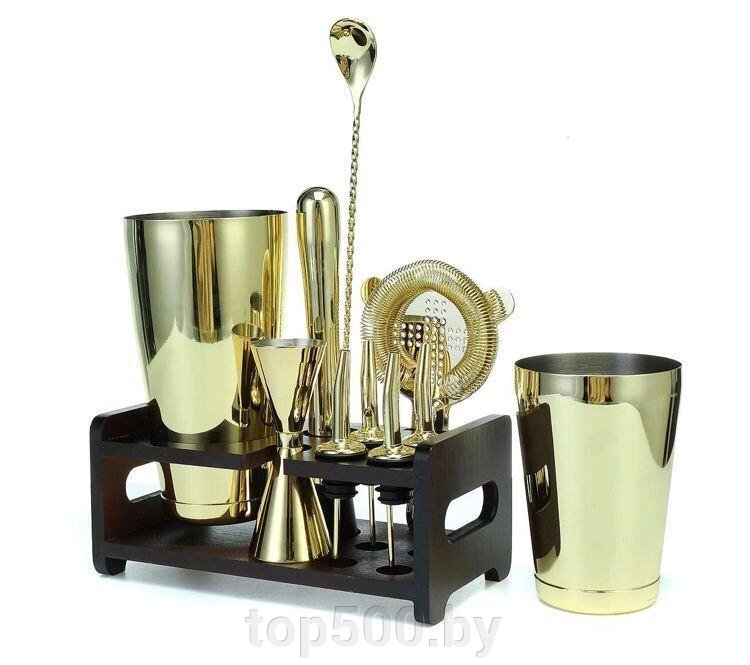 Профессиональный набор бармена. Коктейльный набор (10 предметов , золотой) от компании TOP500 - фото 1