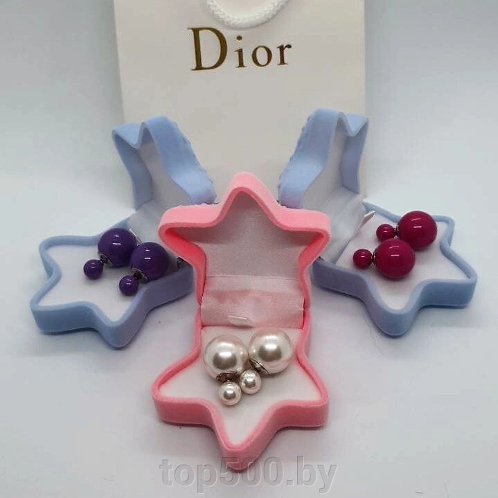 Серьги-пусеты Диор шарики. Mise en Dior (разные цвета) от компании TOP500 - фото 1