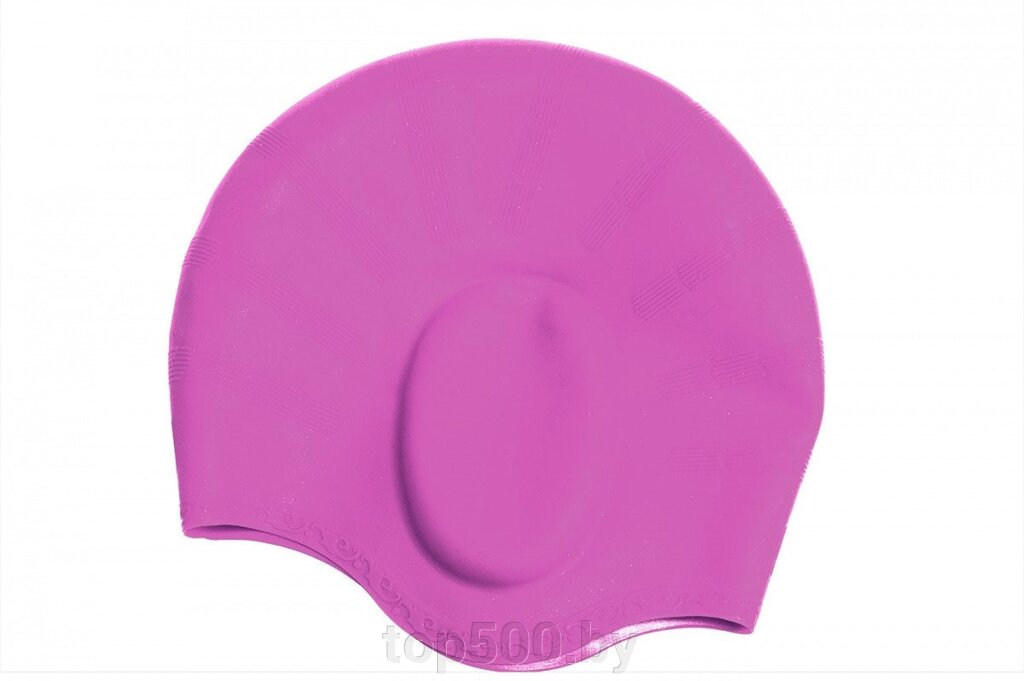 Шапочка для плавания силиконовая с выемками для ушей розовый от компании TOP500 - фото 1