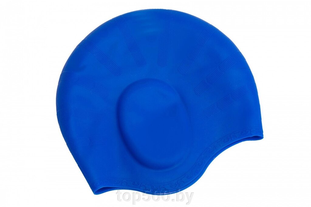 Шапочка для плавания силиконовая с выемками для ушей синий от компании TOP500 - фото 1