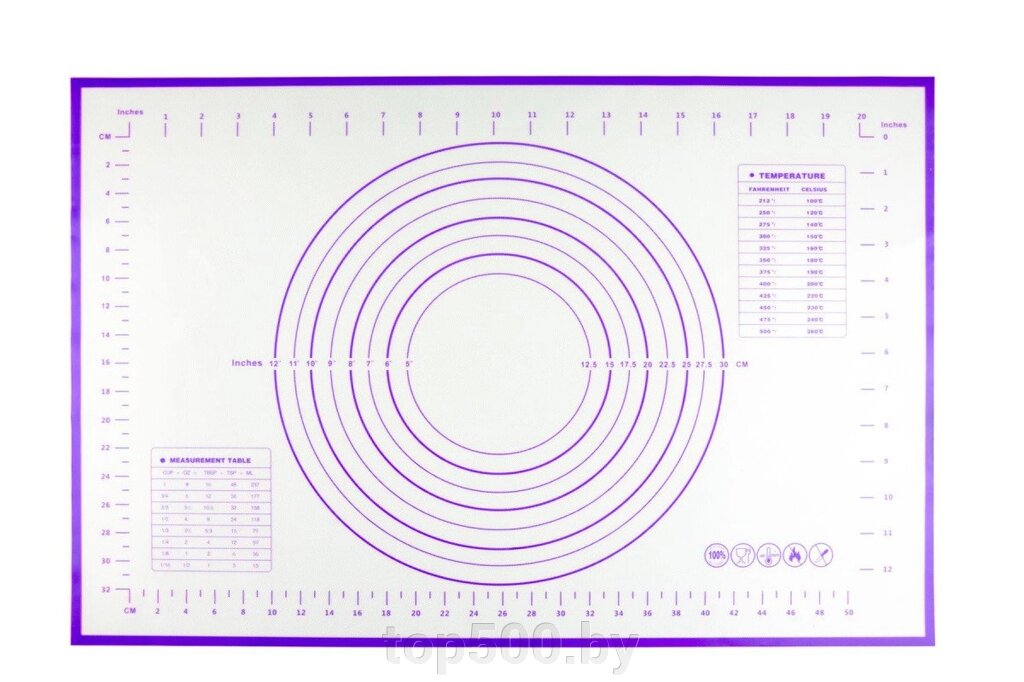Силиконовый коврик с разметкой 60х40см, фиолетовый от компании TOP500 - фото 1