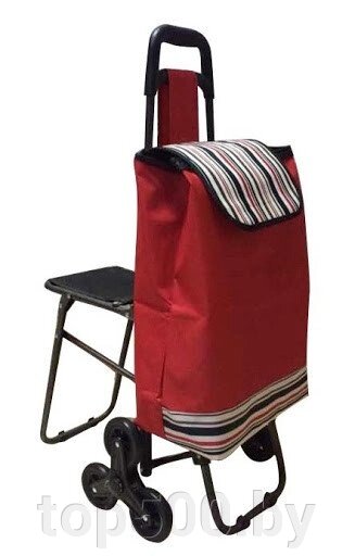 Сумка-тележка хозяйственная со стульчиком на 6 колесах Красный от компании TOP500 - фото 1