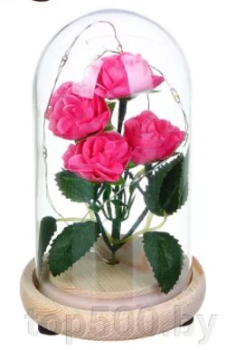 Светильник–цветочная композиция Букет роз в колбе (15 см) Розовый от компании TOP500 - фото 1