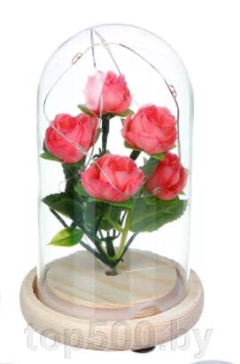 Светильник–цветочная композиция Букет роз в колбе (15 см) Ягодный от компании TOP500 - фото 1