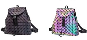Светящийся неоновый рюкзак-сумка Хамелеон. Светоотражающий рюкзак (р. L) Геометрия