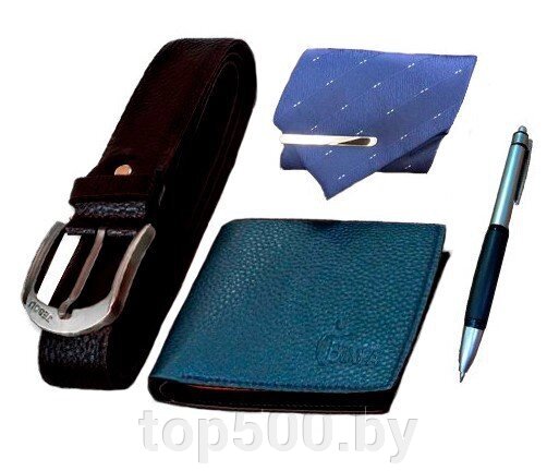 Уникальный мужской набор из галстука, ремня, ручки и кошелька от компании TOP500 - фото 1