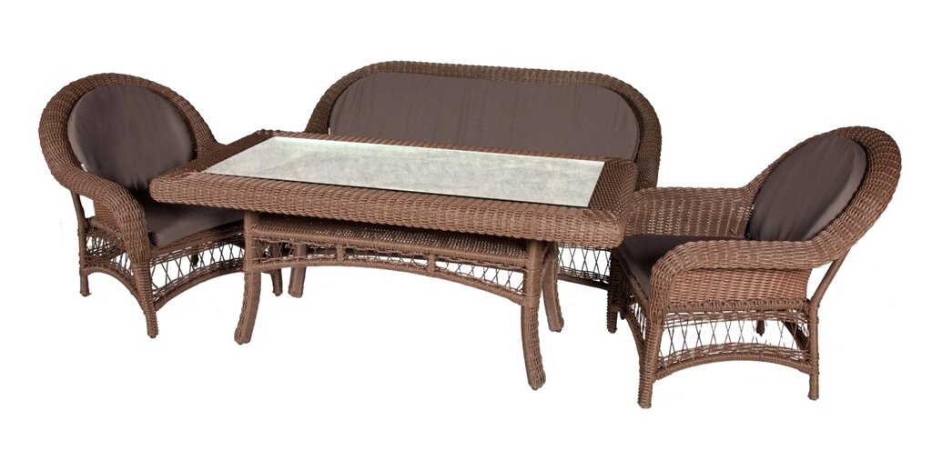 Комплект садовой мебели CHELSEA с прямоугольным столом, 2-х местный диван, шоколад от компании 7store - Ваш интернет-магазин - фото 1