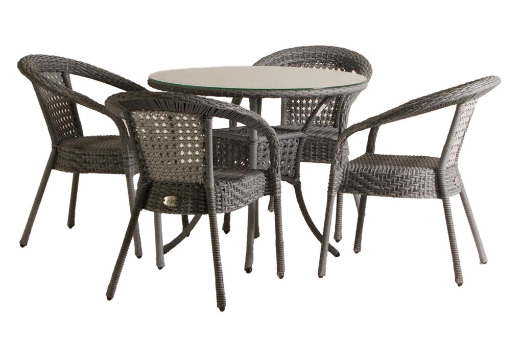 Комплект садовой мебели DECO 4 с круглым столом, серый от компании 7store - Ваш интернет-магазин - фото 1