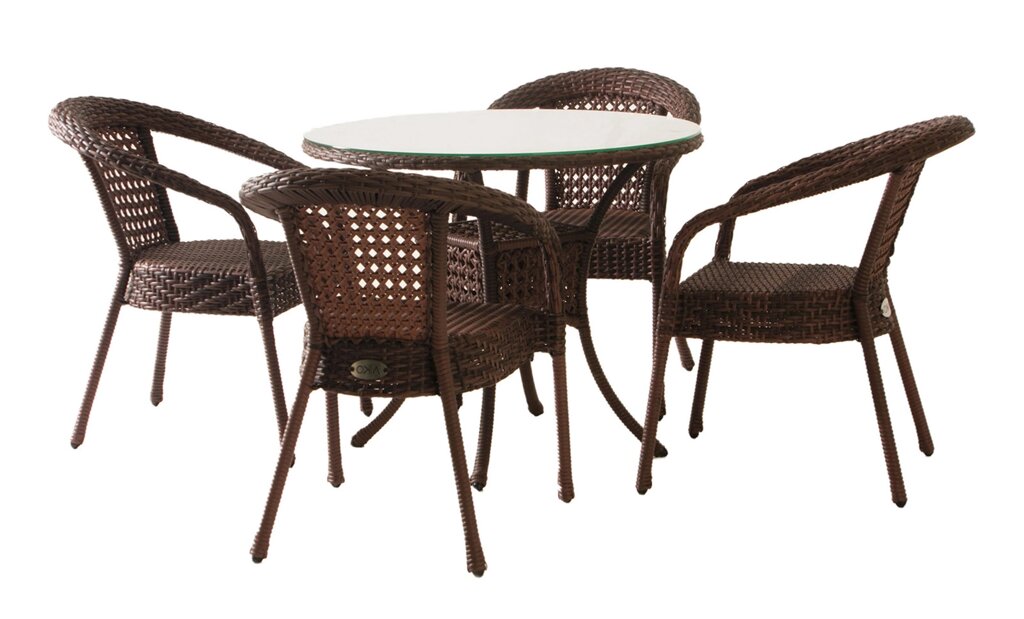 Комплект садовой мебели DECO 4 с круглым столом, шоколад от компании 7store - Ваш интернет-магазин - фото 1