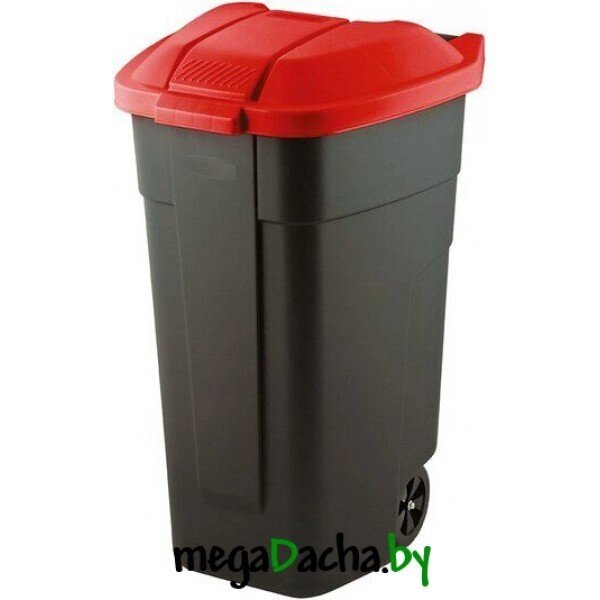 Контейнер для мусора на колесах REFUSE BIN 110 л, черный/красный от компании 7store - Ваш интернет-магазин - фото 1