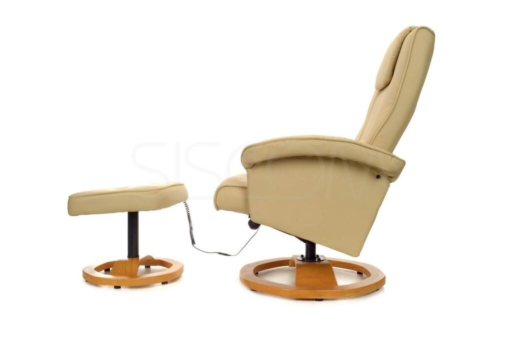 Массажное кресло с пуфом Calviano TV Комфорт (бежевое) от компании 7store - Ваш интернет-магазин - фото 1