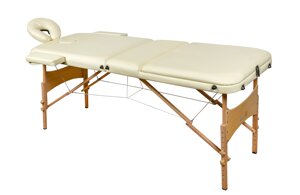 Складной 3-х секционный деревянный массажный стол BodyFit, кремовый 70 см