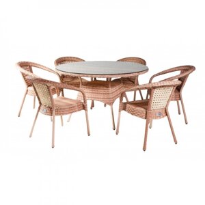 Комплект садовой мебели DECO 6 с круглым столом 7035П Светлый