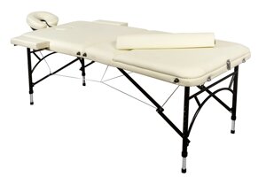 Складной 3-х секционный алюминиевый массажный стол BodyFit, бежевый