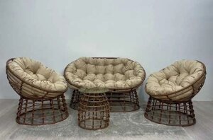 Комплект для отдыха SAVIRA диван + 2 кресла + столик Горячий шоколад