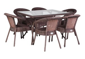 Комплект садовой мебели DECO 6 PLUS с прямоугольным столом, шоколад