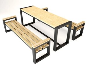 Набор мебели СД1 (в комплекте стол и лавки 2 шт) (металл + дерев. сосна)