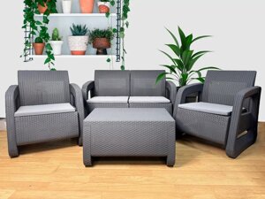 Набор садовой мебели (двухместный диван, два кресла, столик) Springhouse Ancona, графит