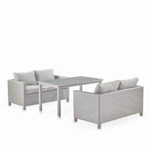 Обеденный комплект плетеной мебели с диванами T256B/S59B-W85 Latte