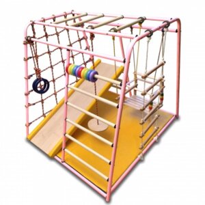 Детский игровой комплекс Вертикаль Весёлый Малыш MAXI (розовый) горка мягкий бортик