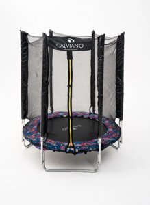 Батут пружинный с защитной сеткой Calviano smile 140 см-4,5ft складной