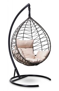 Подвесное кресло LAURA OUTDOOR Alicante черное, бежевая подушка