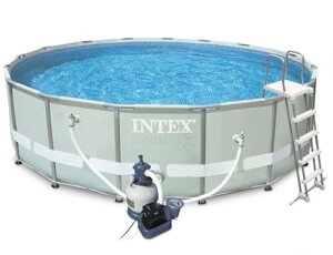 Каркасный бассейн Intex Ultra Frame 26324 488х122см + песочный фильтр-насос, лестница, тент, подстилка