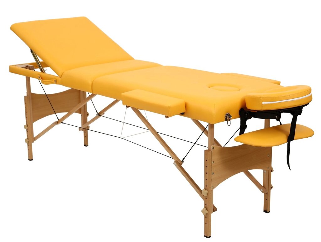Складной 3-х секционный деревянный массажный стол RS Body. Fit, жёлтый - Беларусь