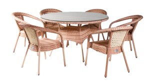 Комплект садовой мебели DECO 6 с круглым столом, капучино