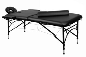 Складной 2-х секционный алюминиевый массажный стол BodyFit, черный 60 см