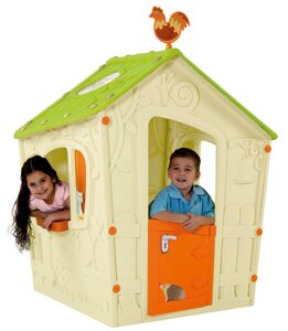 Детский Игровой Домик Keter - MAGIC PLAYHOUSE бежевый корпус, зеленая крыша, оранжевая дверь