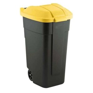Контейнер для мусора на колесах 110L черный/желтый