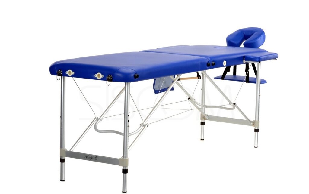 Складной 2-х секционный алюминиевый массажный стол BodyFit, синий от компании 7store - Ваш интернет-магазин - фото 1