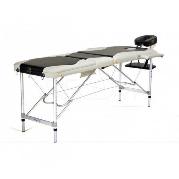 Складной 3-х секционный алюминиевый массажный стол RS BodyFit, чёрно-белый от компании 7store - Ваш интернет-магазин - фото 1