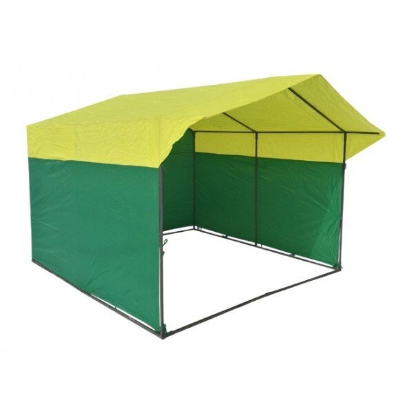 Торговая палатка Домик 2.5х2.0 м квадратная труба 20х20 мм тент ПВХ 350 г/м2 желтый/зеленый от компании 7store - Ваш интернет-магазин - фото 1