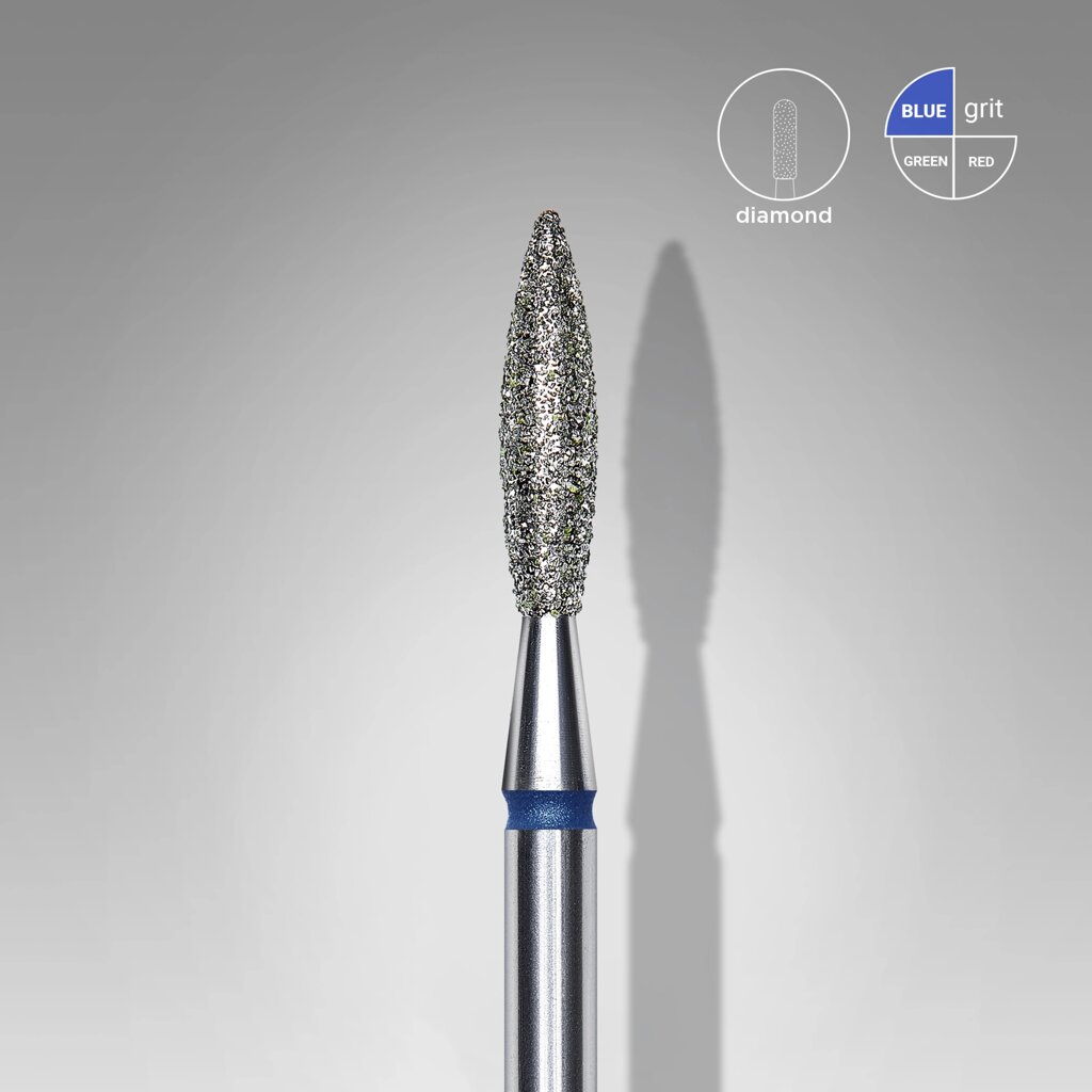 Фреза алмазная Staleks Pro Expert пламя синяя диаметр 2,3 мм / рабочая часть 10 мм (104.243B. 524.023) от компании Интернет-магазин BeautyShops - фото 1