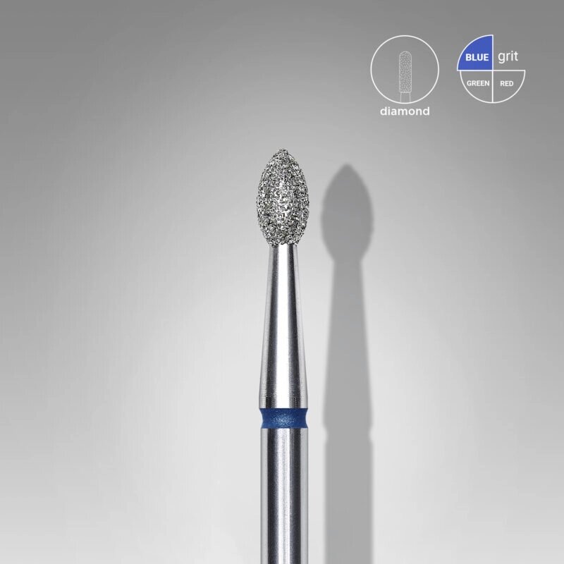Фреза алмазная Staleks Pro Expert почка острая синяя диаметр 2,5 мм / рабочая часть 4,5 мм (104.243.524.025) от компании Интернет-магазин BeautyShops - фото 1