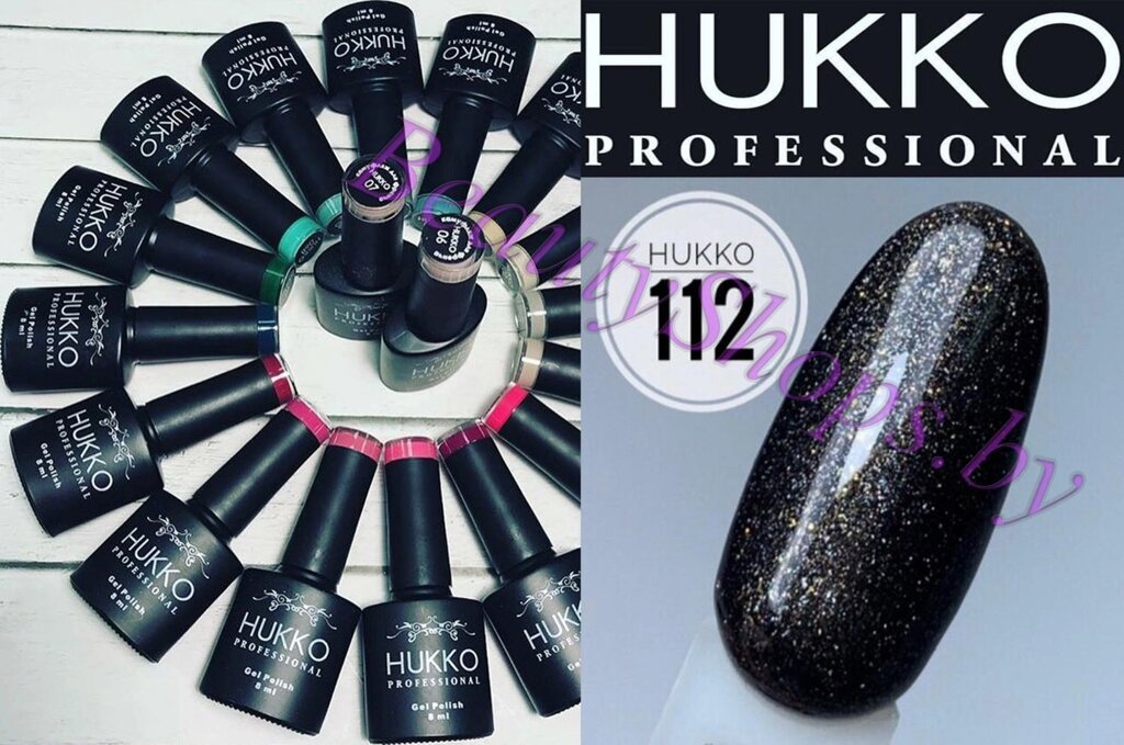 Гель-лак Hukko 8мл №112 черный с шиммером от компании Интернет-магазин BeautyShops - фото 1