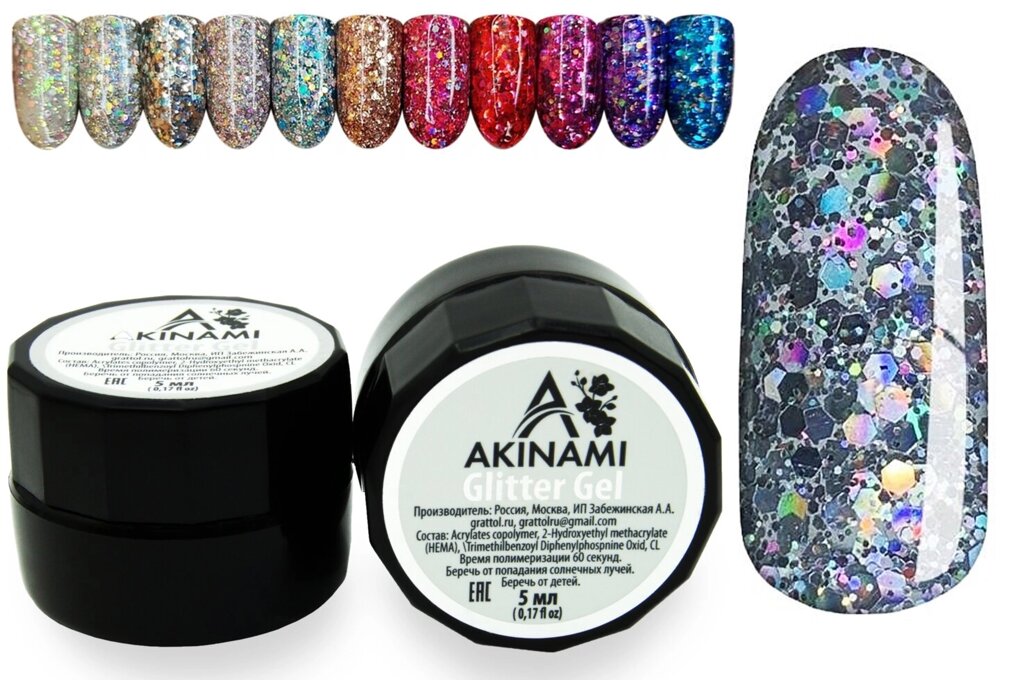 Глиттер-гель Akinami Glitter Gel 02 5мл от компании Интернет-магазин BeautyShops - фото 1