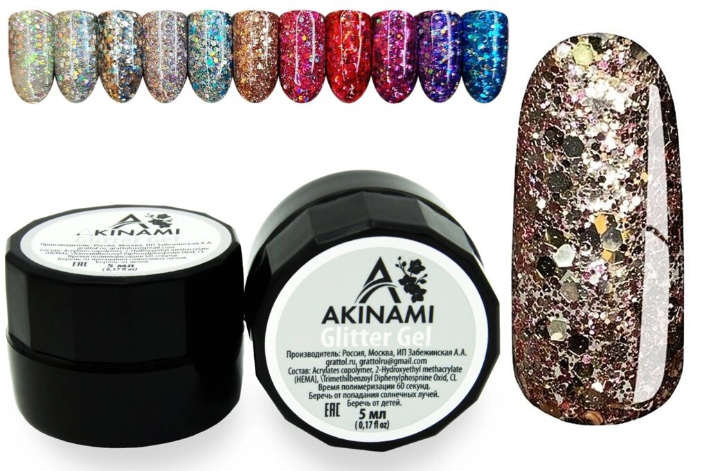 Глиттер-гель Akinami Glitter Gel 06 5мл от компании Интернет-магазин BeautyShops - фото 1