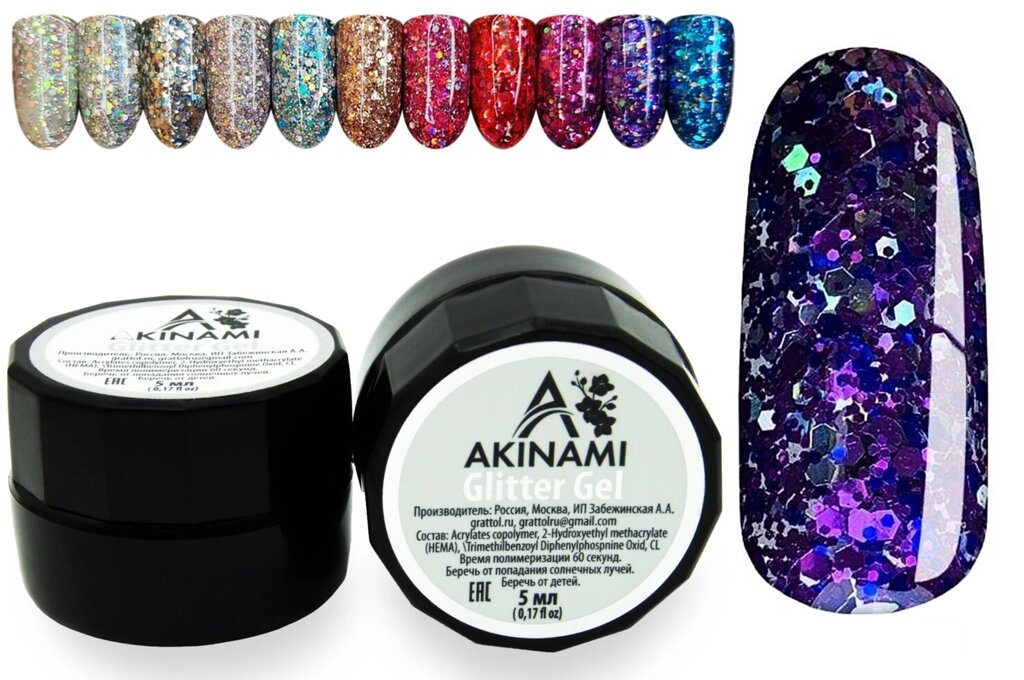 Глиттер-гель Akinami Glitter Gel 10 5мл от компании Интернет-магазин BeautyShops - фото 1
