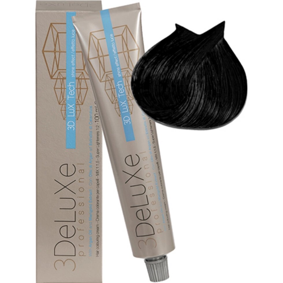 Крем-краска для волос 3DeLuXe Professional 1.0 Чёрный 100мл от компании Интернет-магазин BeautyShops - фото 1