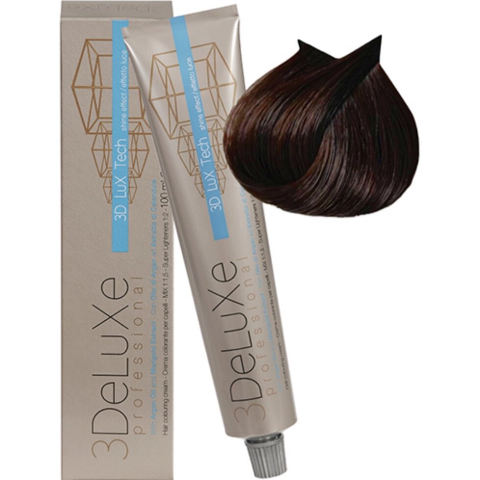 Крем-краска для волос 3DeLuXe Professional 4.3 Каштановый золотистый 100мл от компании Интернет-магазин BeautyShops - фото 1