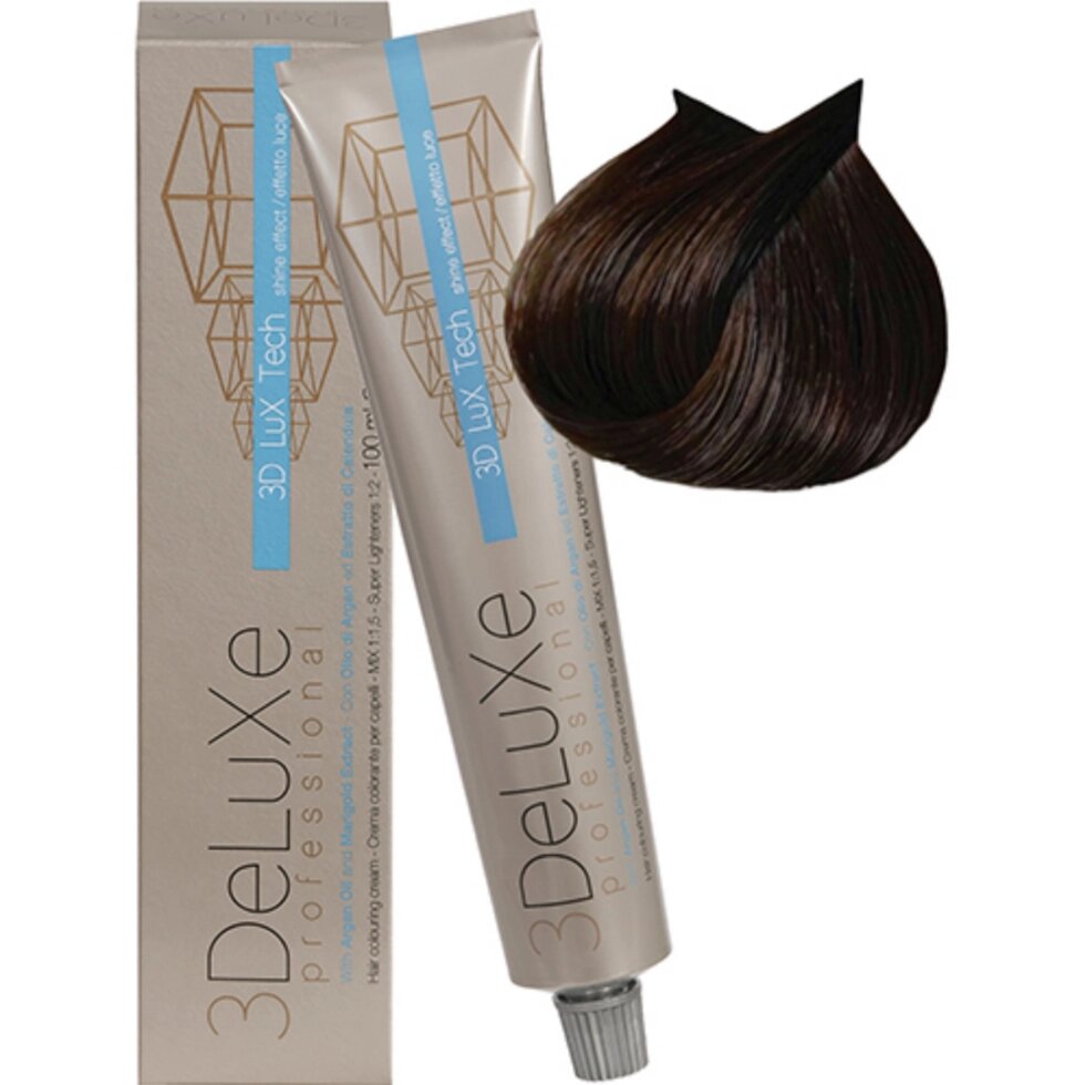 Крем-краска для волос 3DeLuXe Professional 4.35 Каштановый шоколадный 100мл от компании Интернет-магазин BeautyShops - фото 1